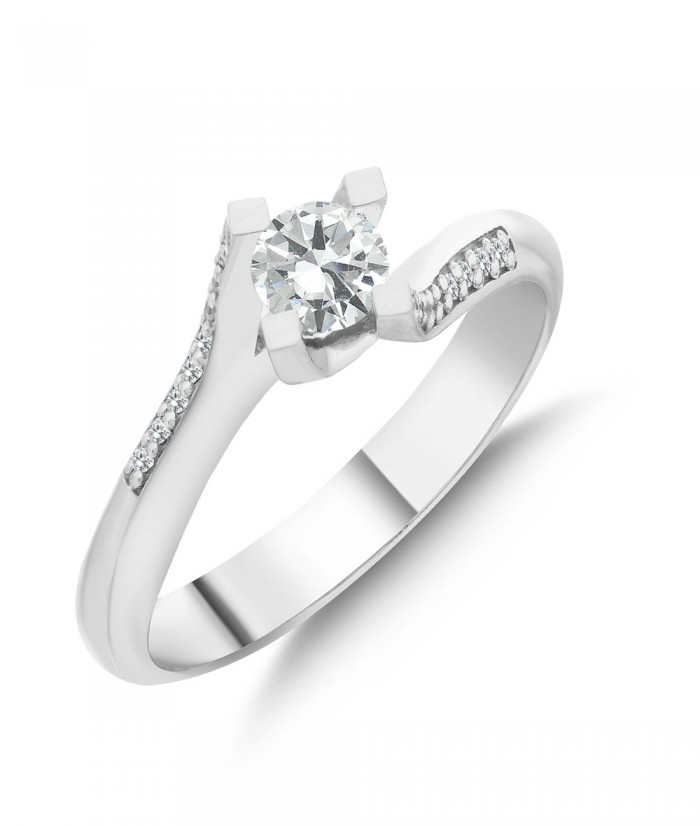 0.20 Ct Tek Taş Baget Yüzük - LGR001